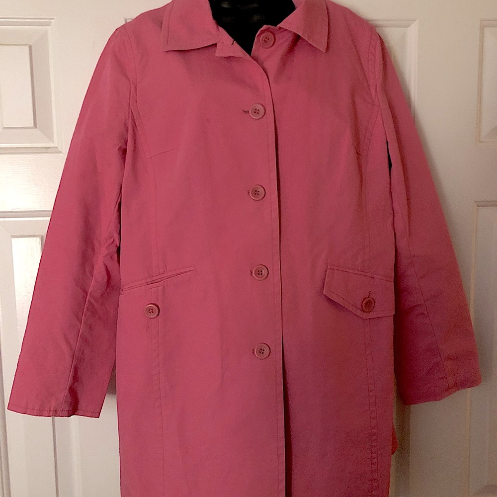 Barbie Core Pink Ann Taylor Loft mid length trench coat